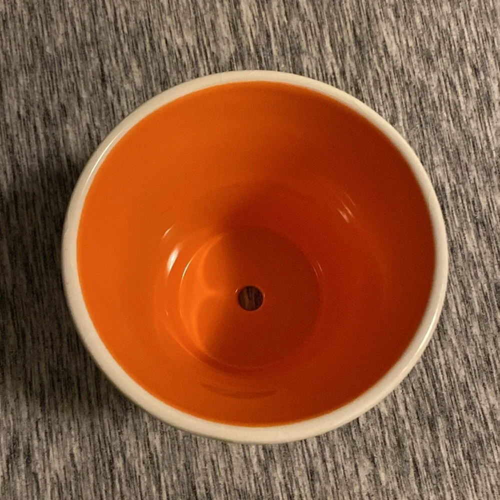 Vintage Orange and Green Floral Spring Bath and Body Works Vase Planter Pot